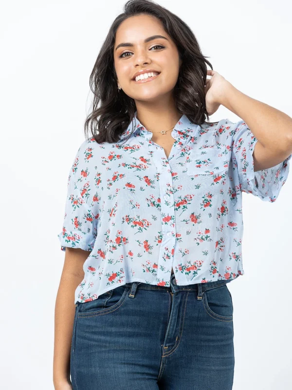 Baby blue Crop Shirt